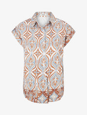 Chemise ample manches courtes à imprimé baroque - Camel - 1