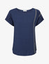 Top ample manches courtes à détail plissé - Marine - 1