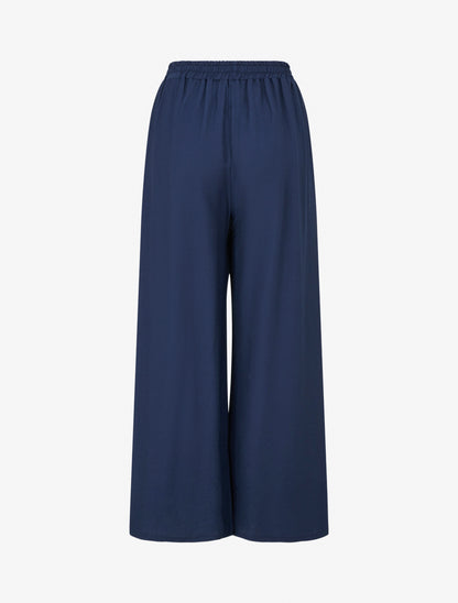Pantalon ample à détail plissé - Marine - 2