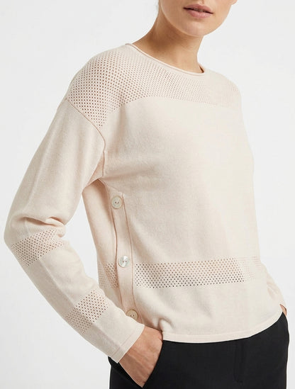 Jersey fino con botones decorativos - Beis