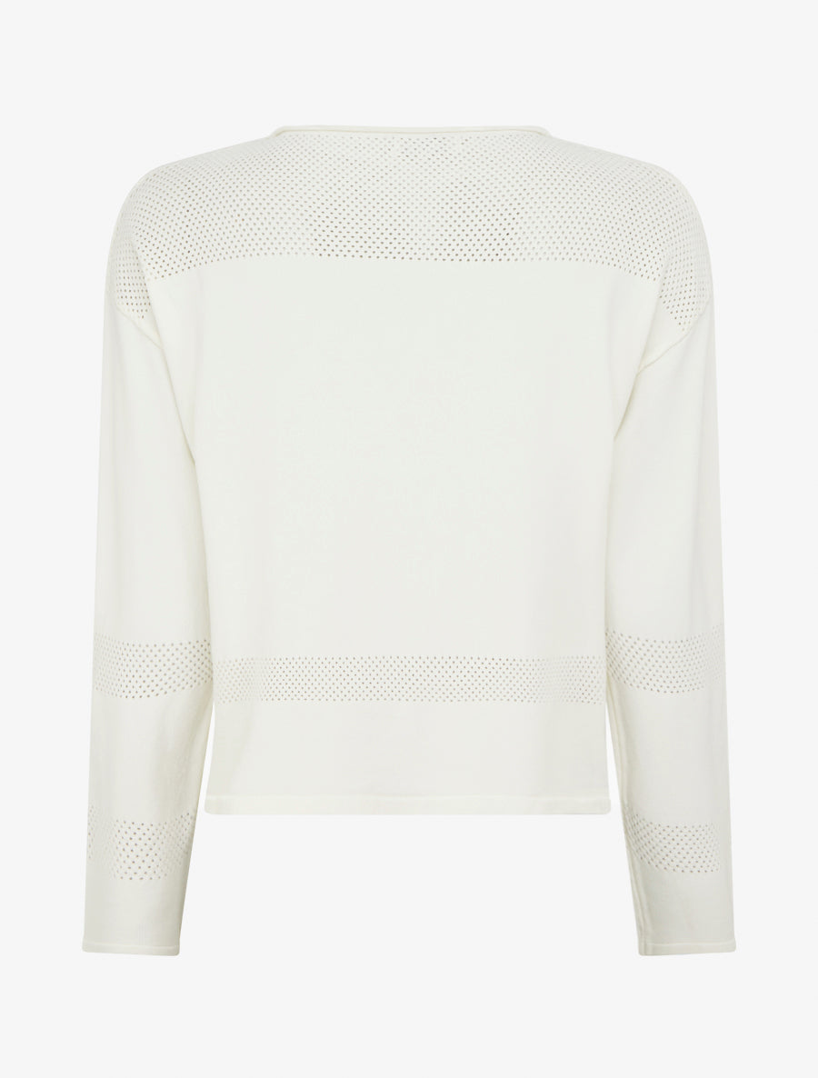 Pull fin à boutons décoratifs - Écru - 2