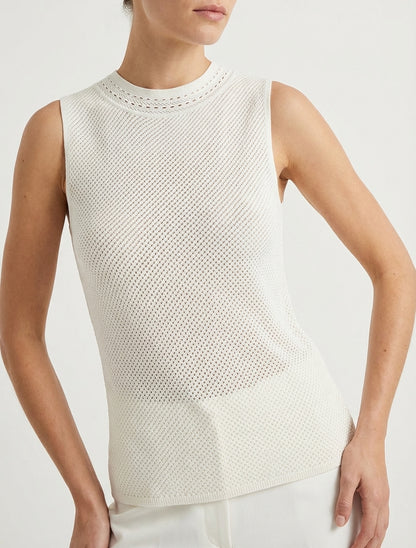 Camiseta de tirantes de punto calado - Blanco