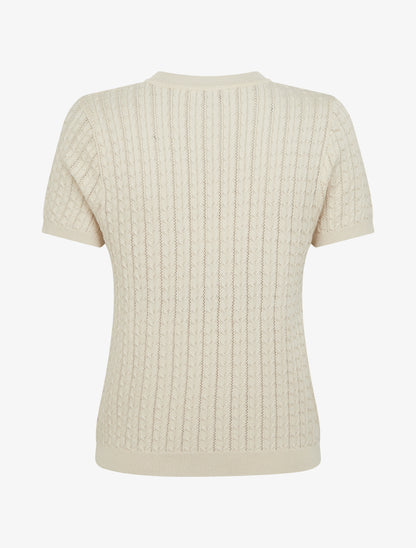 Pull uni ajouré à manches courtes - Beige - 2