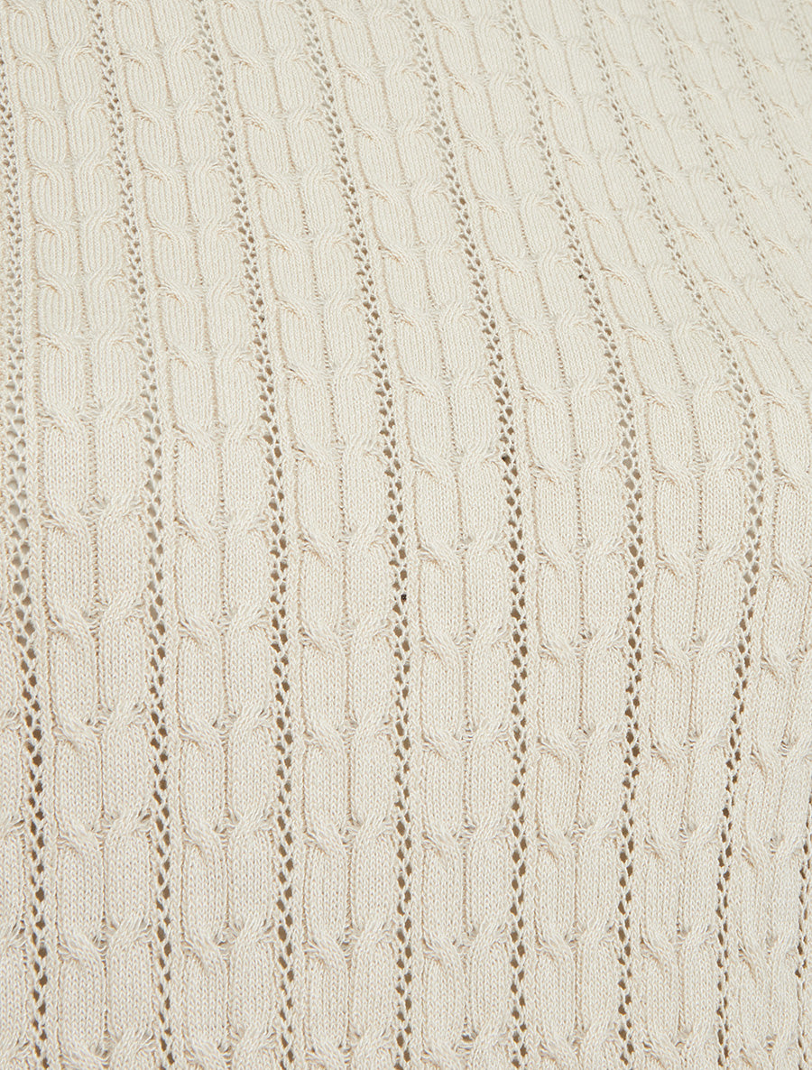 Pull uni ajouré à manches courtes - Beige - 3