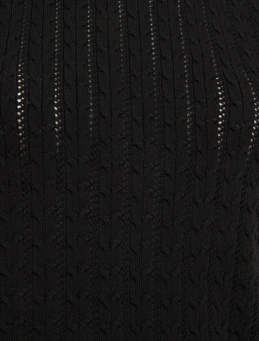 Pull uni ajouré à manches courtes - Noir - 3