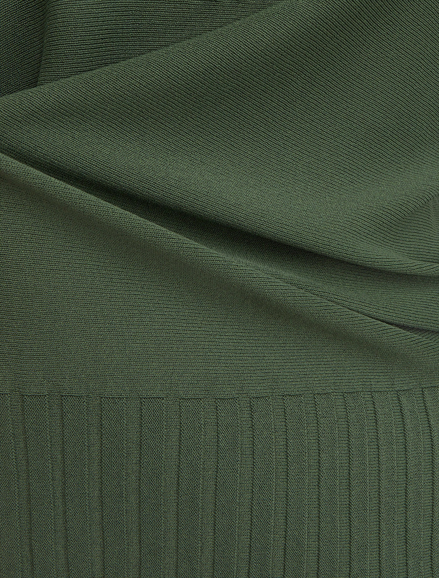 Pull fin uni à col rond arrondi - Kaki - 3