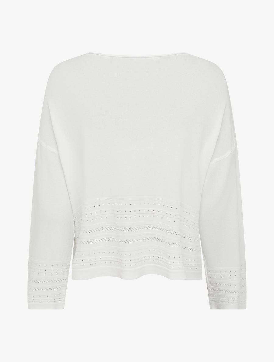 Top droit en maille à bords fantaisie - Blanc - 2
