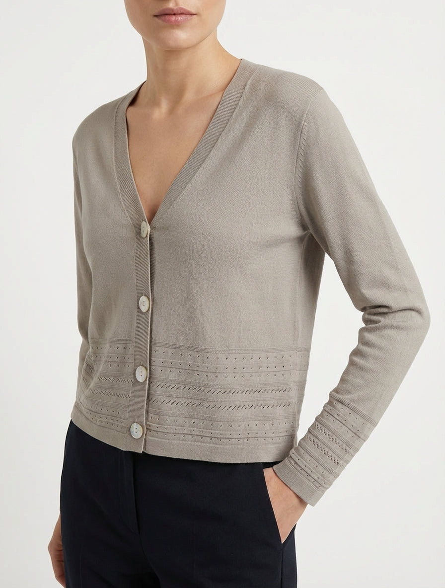 Chaleco fino con cuello en V - Topo