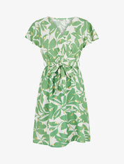Robe mi-longue imprimé feuilles et irisée - Vert - 1