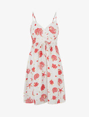 Robe mi-longue imprimé motif marins - Rouge - 1