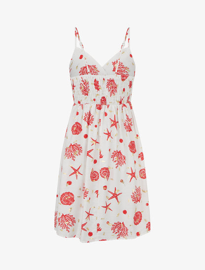 Robe mi-longue imprimé motif marins - Rouge - 2