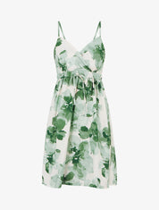 Robe mi-longue imprimé floral - Vert - 1