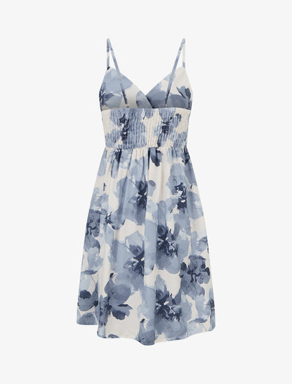 Robe mi-longue imprimé floral - Bleu gris - 2