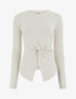 Pull droit à manches longues et noeud torsadé - Beige - 1