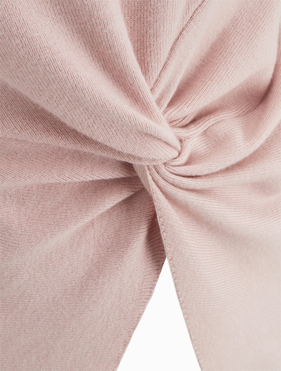 Pull droit à manches longues et noeud torsadé - Rose - 3