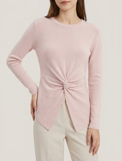 Jersey recto de manga larga con nudo trenzado. - Rosa