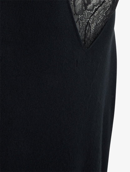 Pull long à détail dentelle au dos - Noir - 3