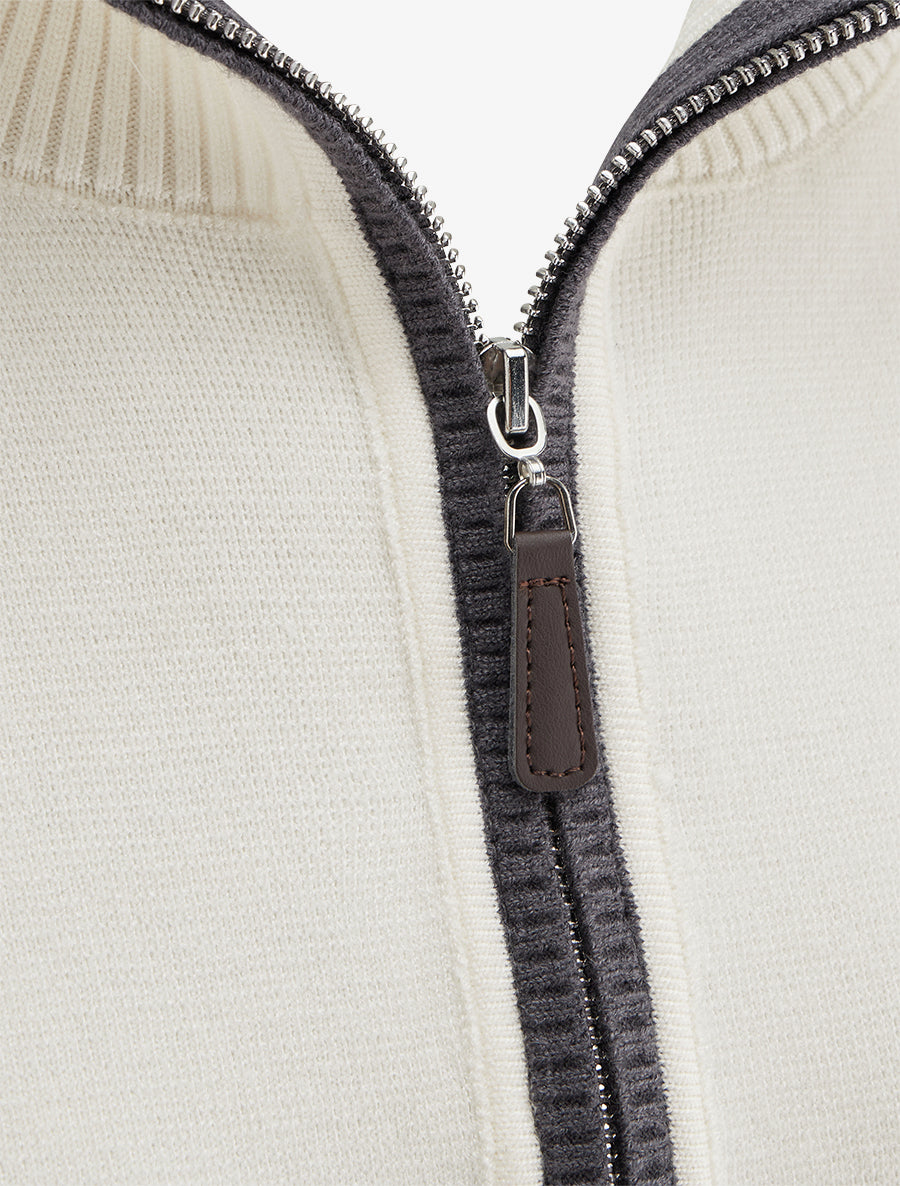 Pull droit à col montant zippé - Blanc - 3