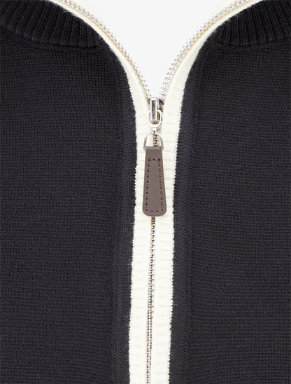 Pull droit à col montant zippé - Noir - 3