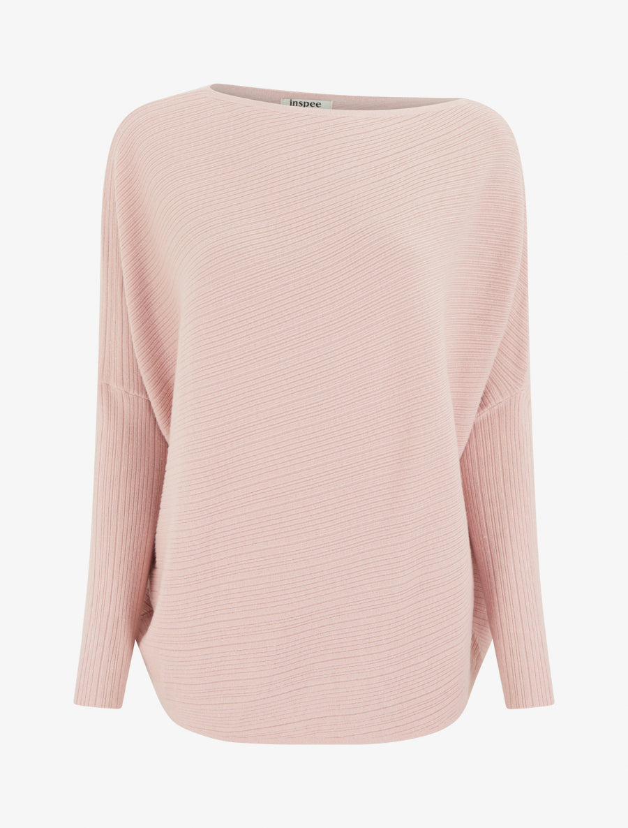 Pull ample à manches longues chauves-souris - Rose - 1