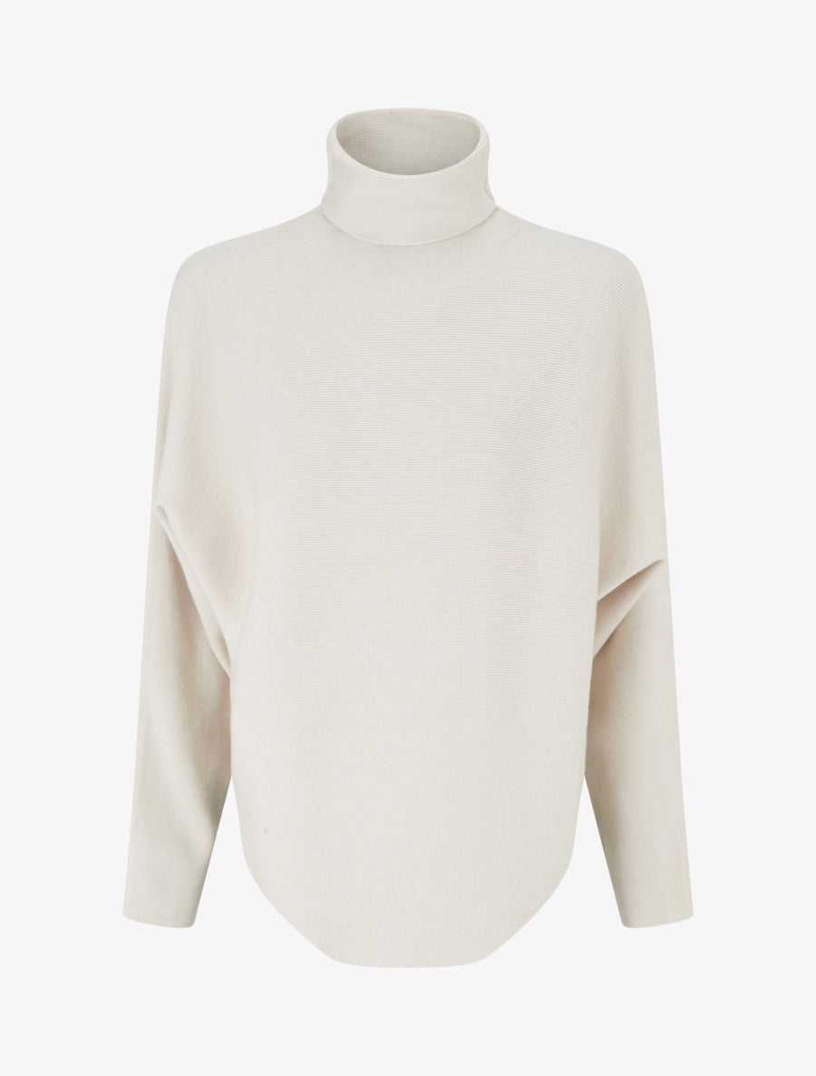 Pull uni à manches chauves-souris - Crème - 1