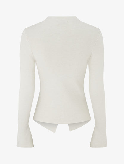 Gilet en maille effet ruché - Beige - 2