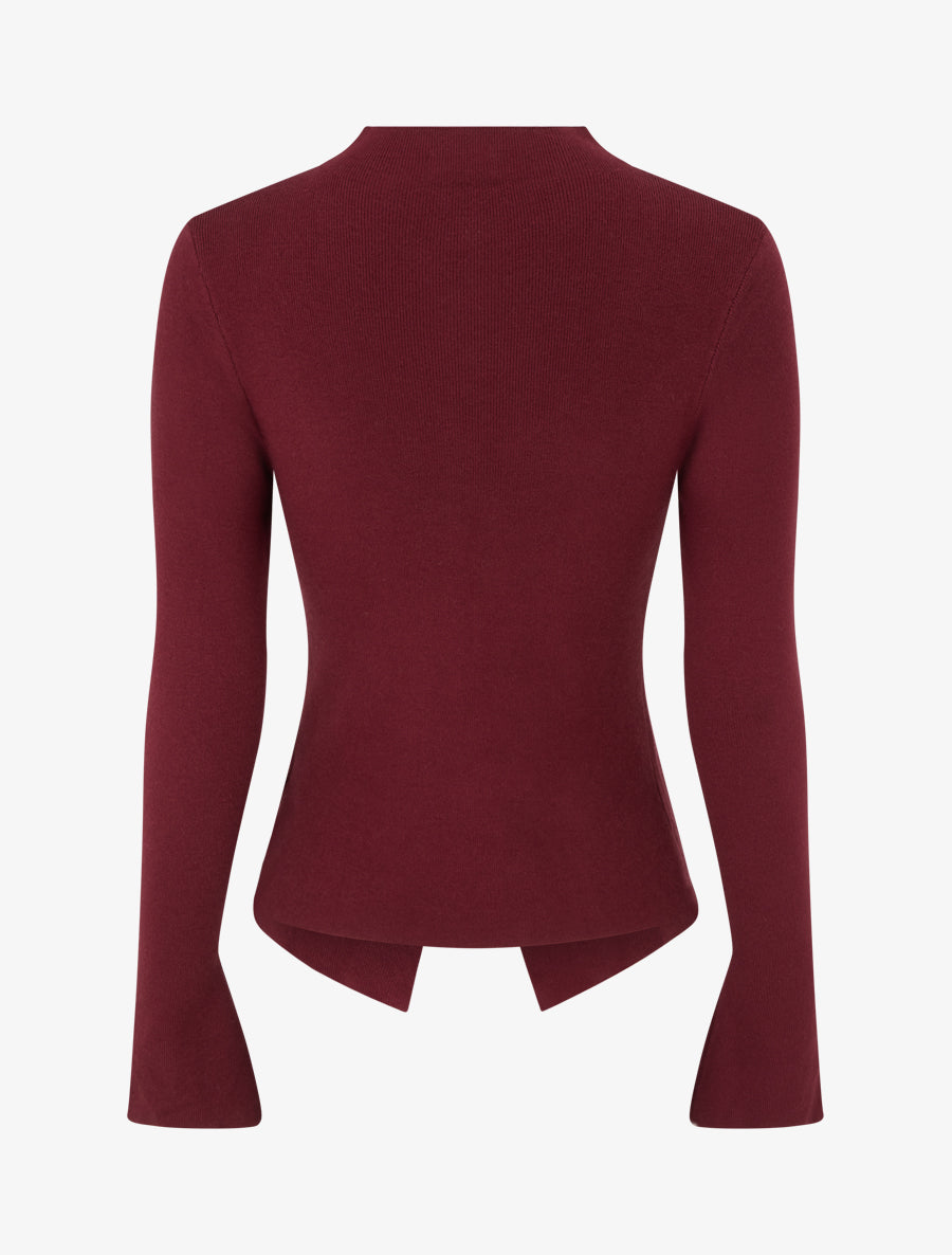 Gilet en maille effet ruché - Bordeaux - 2