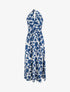Robe longue dos nu imprimé floral - Marine - 1