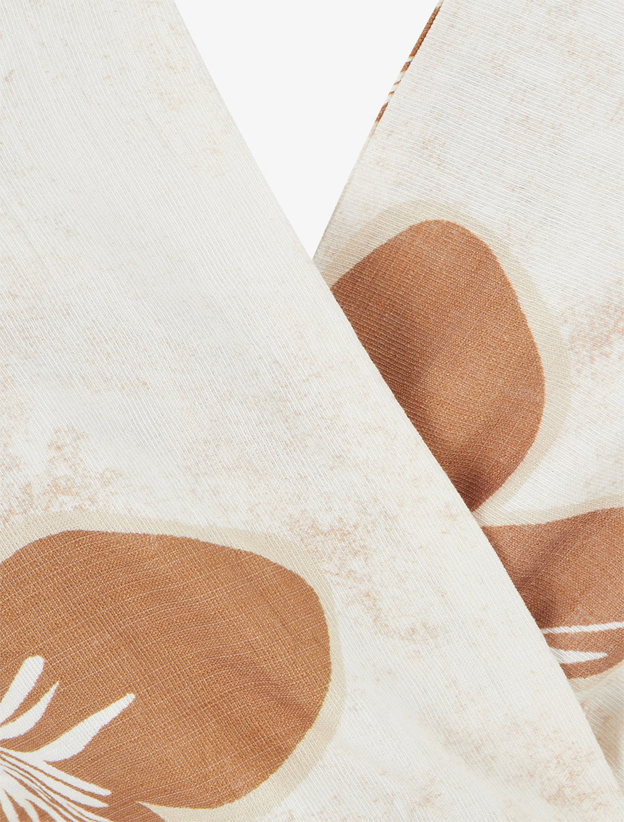 Robe mi-longue dos nu imprimé grandes fleurs - Terracotta - 3