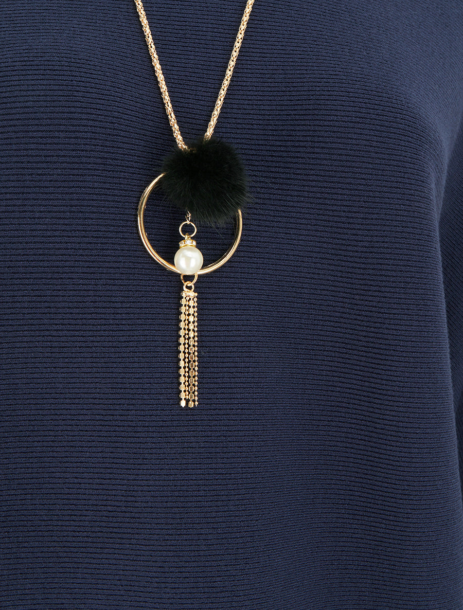 Pull droit à manches chauve-souris - Marine - 3