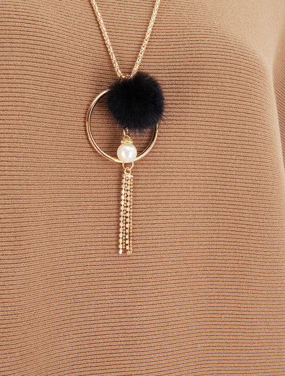Pull droit à manches chauve-souris - Camel - 3