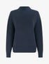 Pull ample à col montant et couture fantaisie - Marine - 1