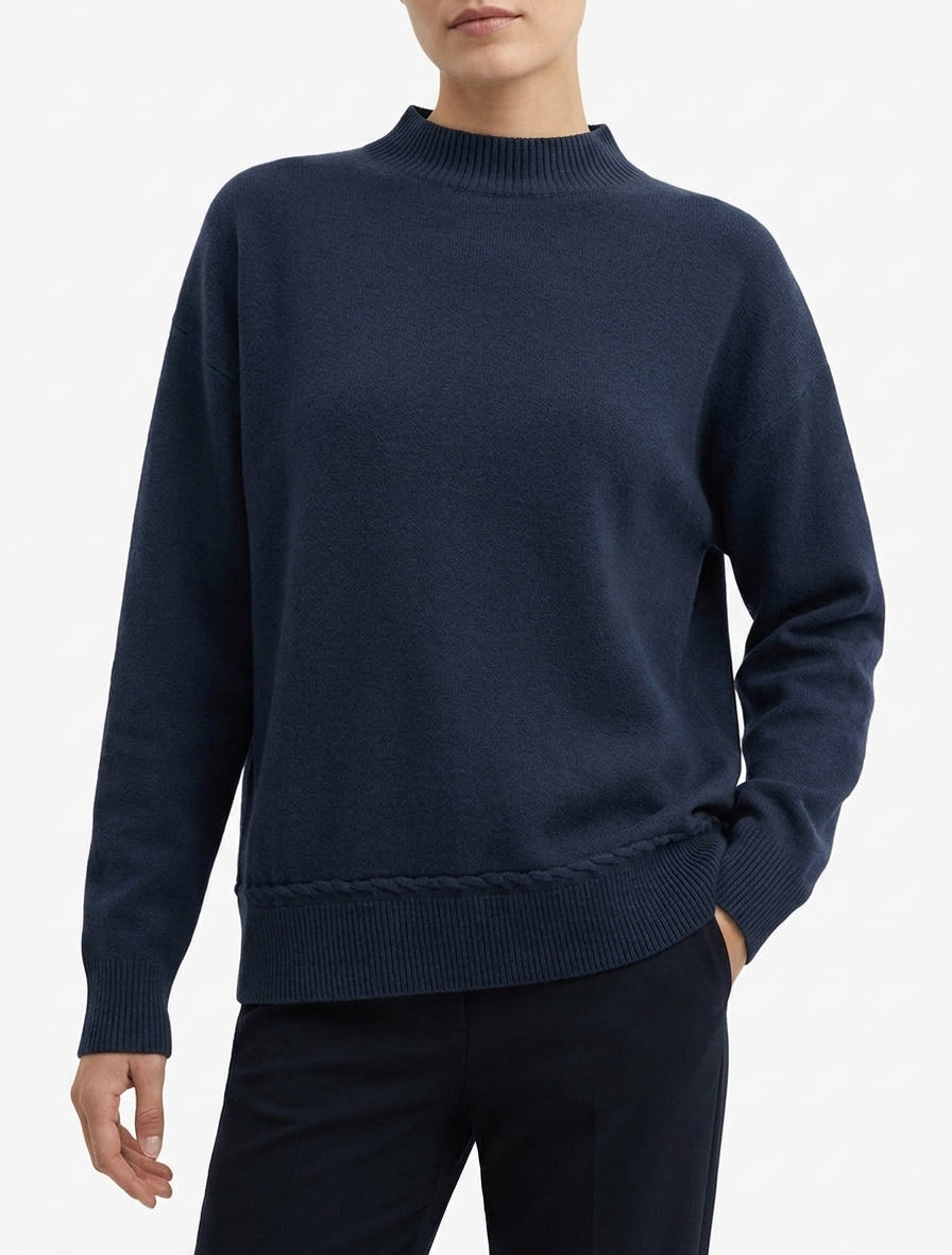 Jersey holgado con cuello alto y costura decorativa. - Marine