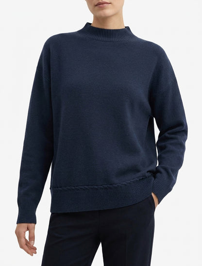 Jersey holgado con cuello alto y costura decorativa. - Marine