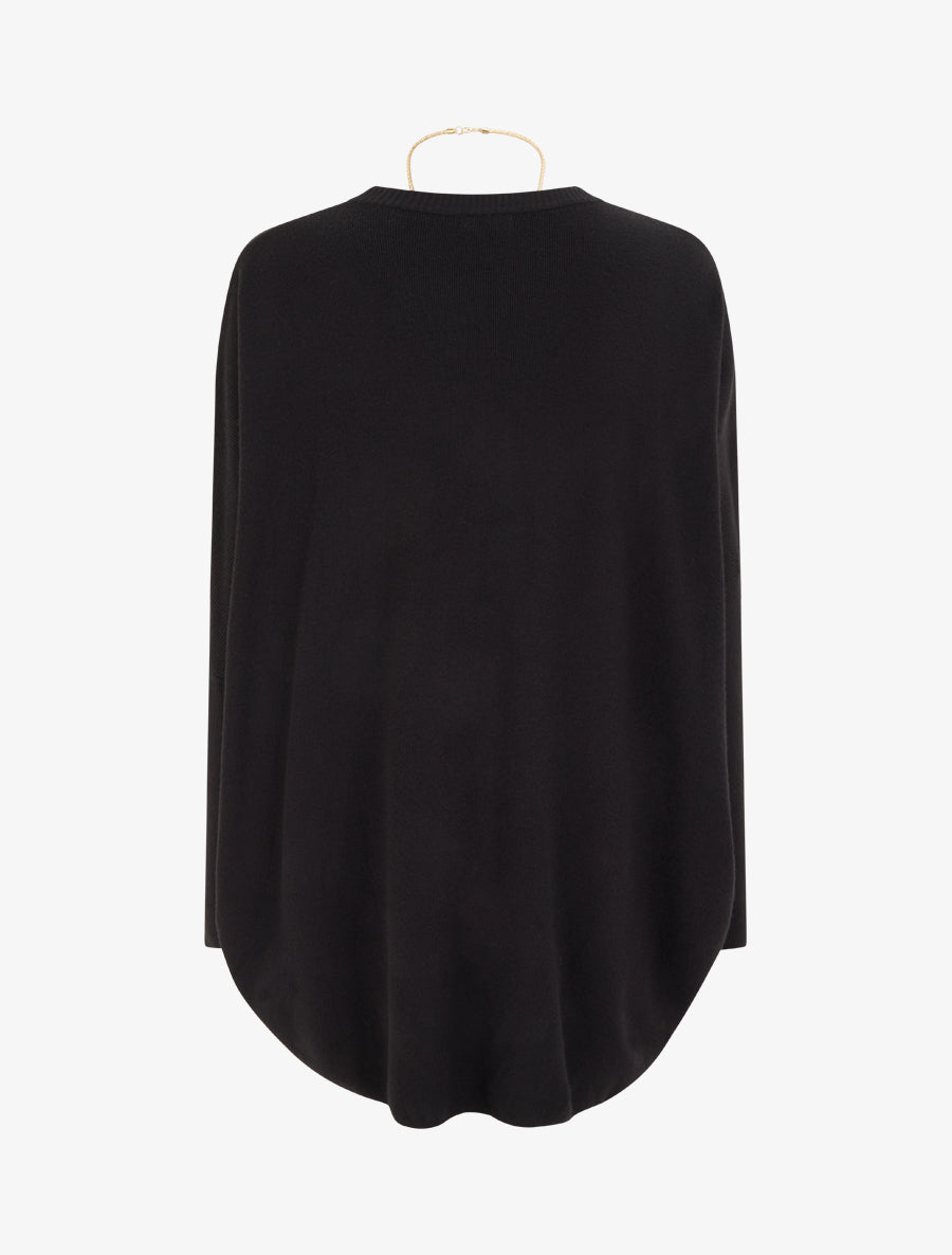 Pull long uni asymétrique - Noir - 2