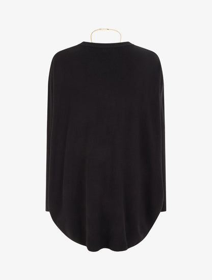 Pull long uni asymétrique - Noir - 2