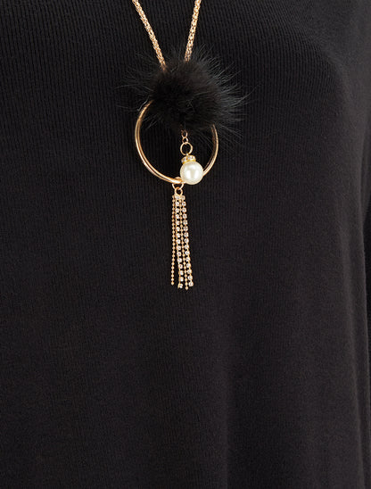 Pull long uni asymétrique - Noir - 3