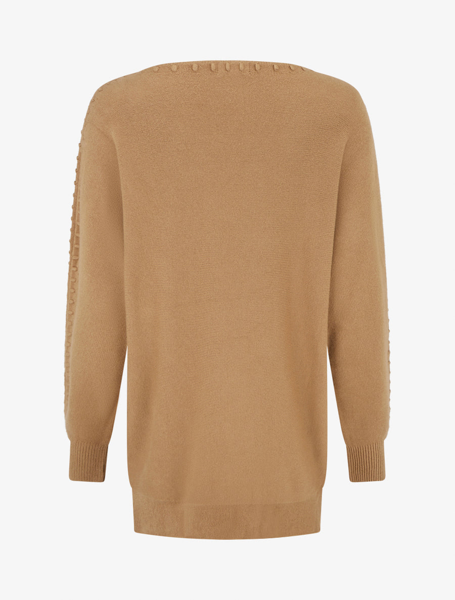 Pull uni à détail texturé - Camel - 2