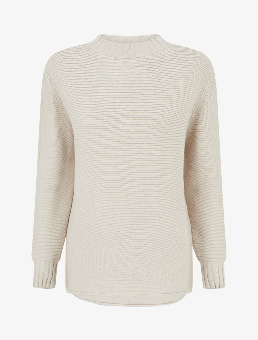 Pull ample à col montant - Taupe clair - 1