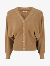 Pull à boutons décoratifs coeurs - Camel - 1