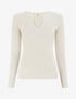 Pull côtelé à empiècement bijou - Beige - 1