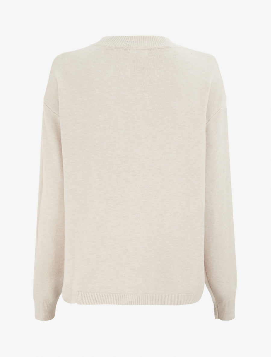 Pull uni à empiècement oeillets - Beige - 2