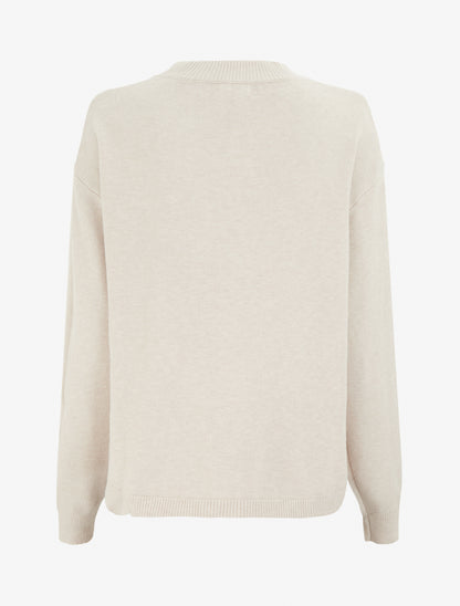 Pull uni à empiècement oeillets - Beige - 2