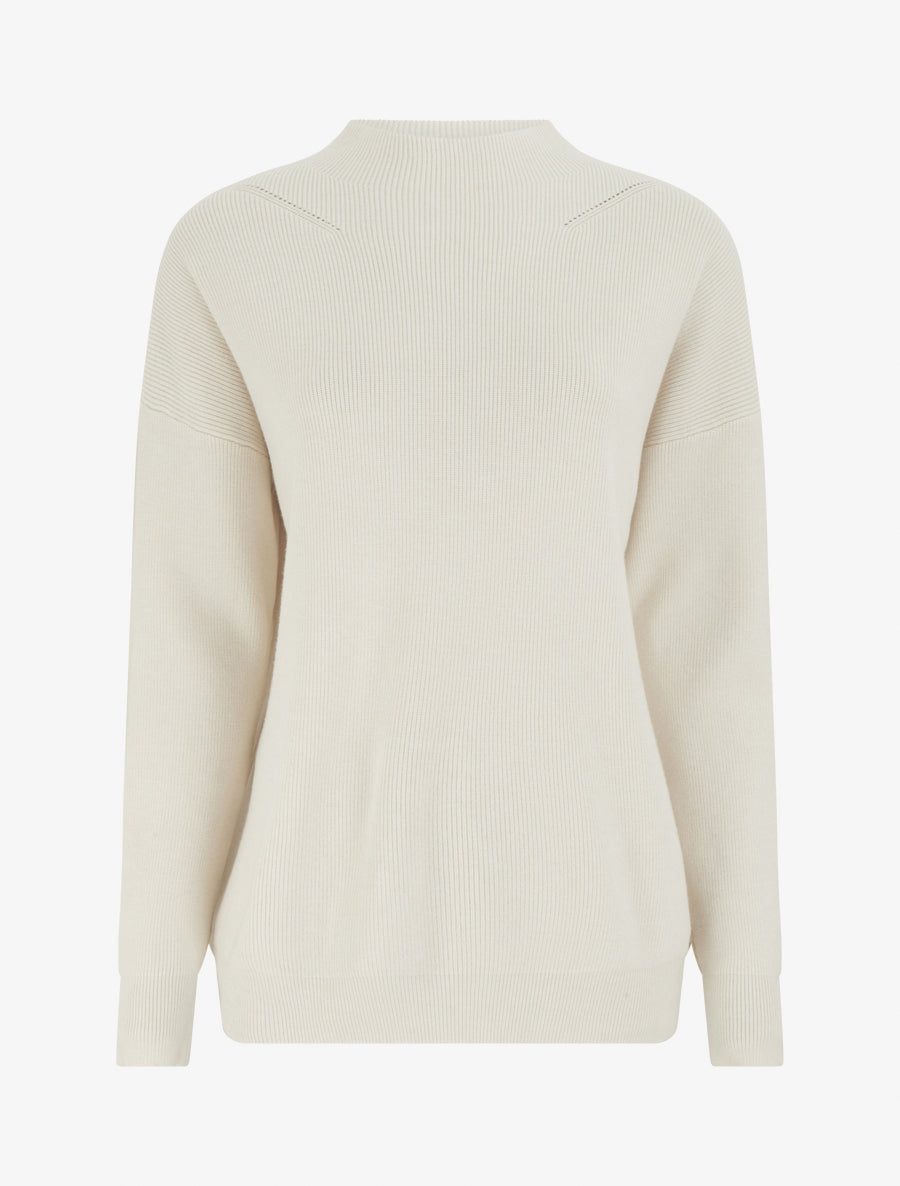 Pull droit classique à col montant - Beige - 1