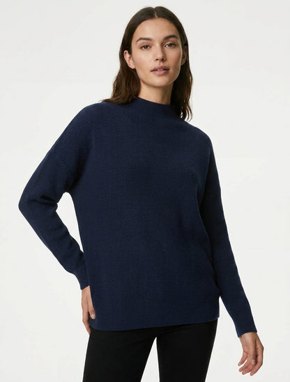 Jersey recto clásico con cuello alto - Marine