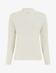 Pull droit à col montant et boutons décoratifs - Beige - 1