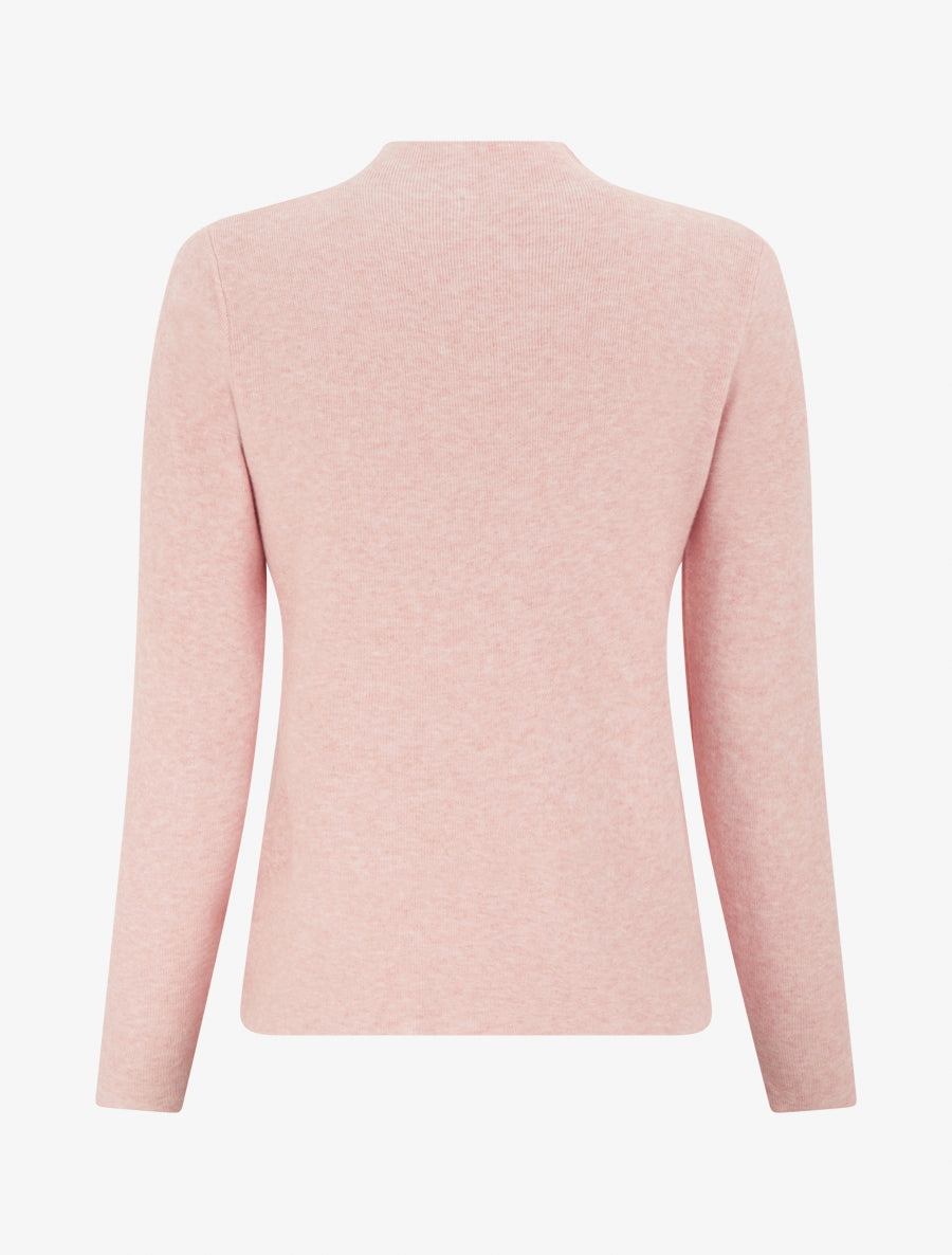 Pull droit à col montant et boutons décoratifs - Rose - 2
