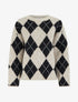 Pull ample en laine mélangée à motif losanges - Beige - 1