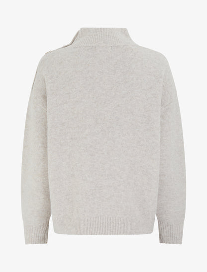 Pull en laine mélangée à boutons fantaisies - Beige - 2