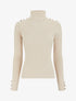 Pull en maille côtelée pailleté à col roulé - Beige - 1